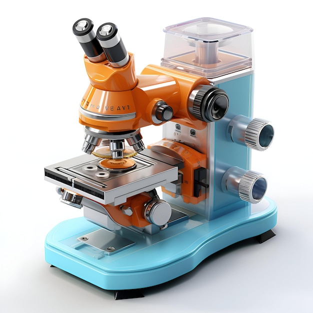 Microscope isolated on a white background 3d render image