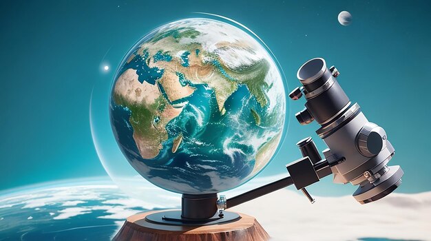 Microscope and planet earth study concept