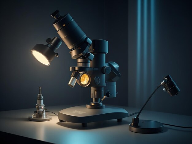 Микроскоп со стеклом на нем, созданный ИИ