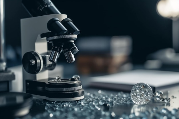 Photo a microscope with a glass slide