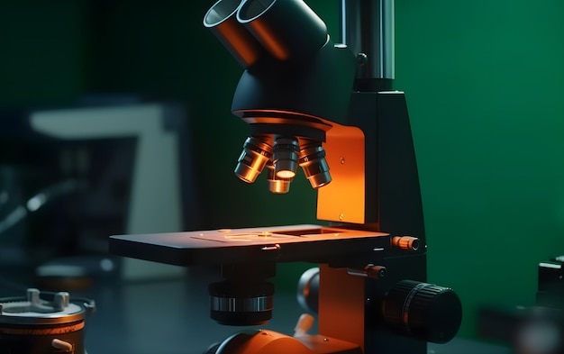 A microscope with a lit up screen that says'the word'on it '