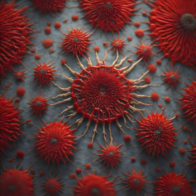 Microscopic blood cells virus