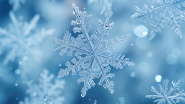 Microscopic image of snowflakes