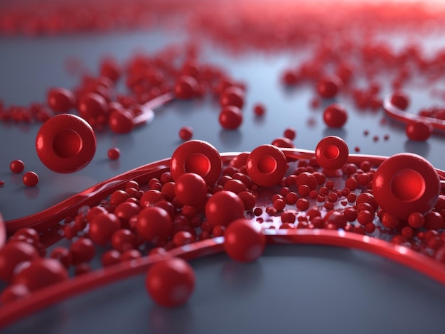 Microscopic Marvels 3D Rendering of Red Blood Cells in Vein with Detail