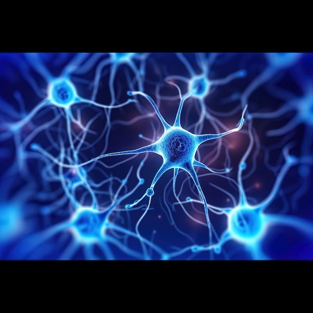 Photo microscopic photo of a human neuron 3d rendered