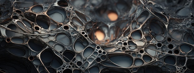 Foto texture microscopiche in acciaio arte metallica astratta nero astratto acciaio intricato primo piano ai generativo