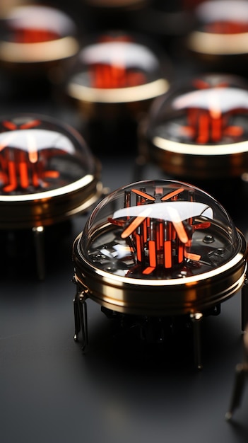 Photo a microscopic view of aipowered nano bots