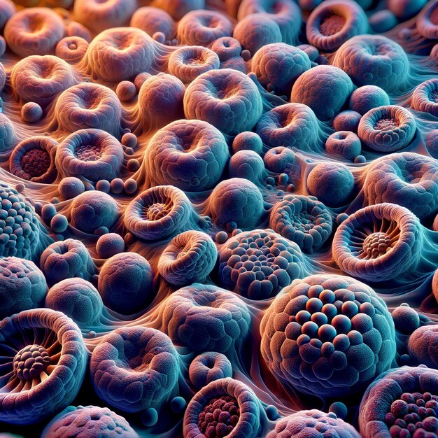 Microscopic View of Cells in Intricate Detail