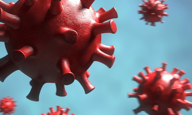 Microscopic view of an infectious virus 3d rendering