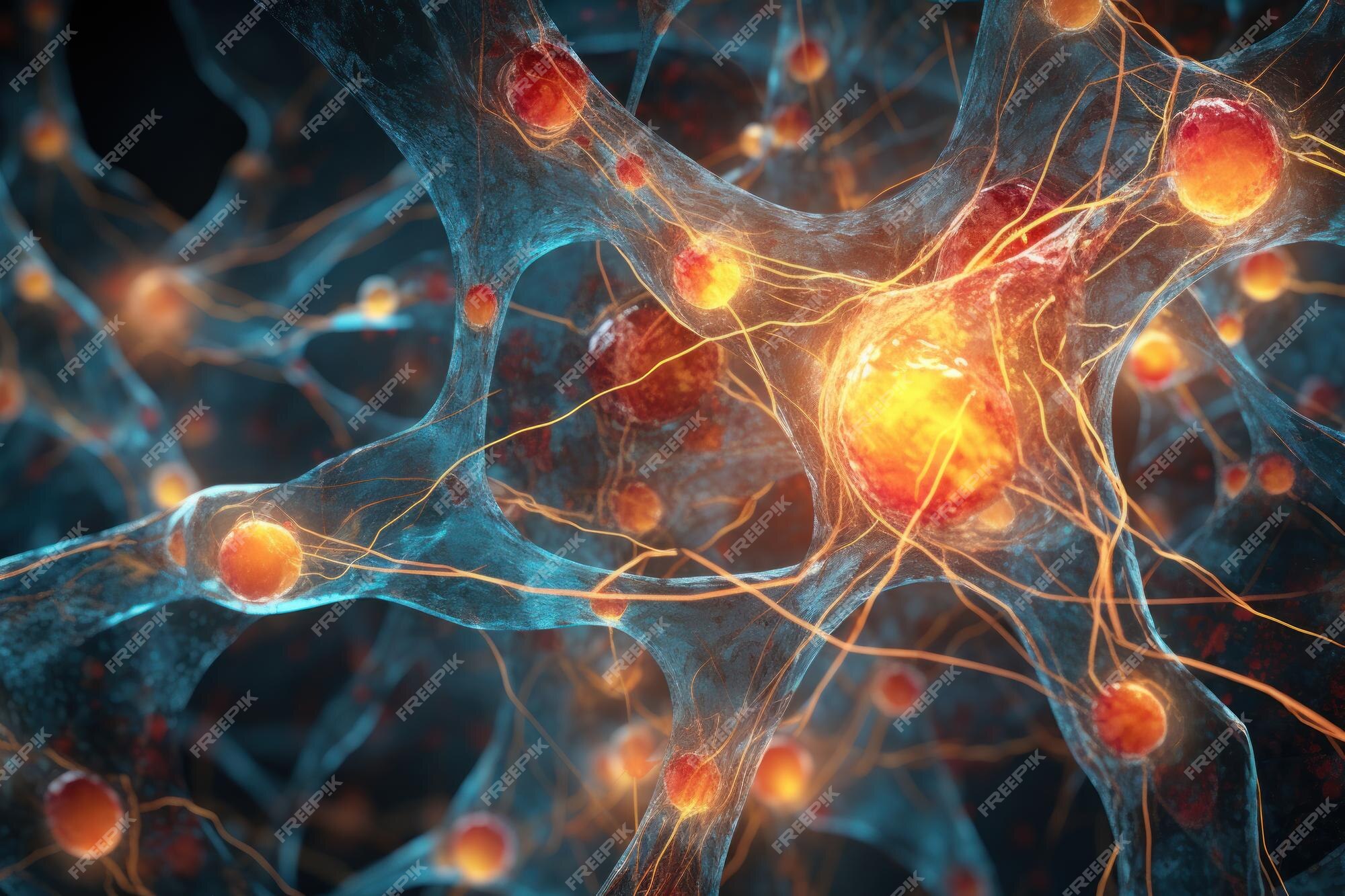 Premium AI Image  A microscopic view of a neural network its delicate 