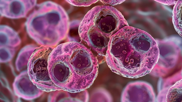 말라리아를 유발하는 플라스모디움 팔시파럼 (Plasmodium falciparum) 이라는 단세포의 현미경 관측