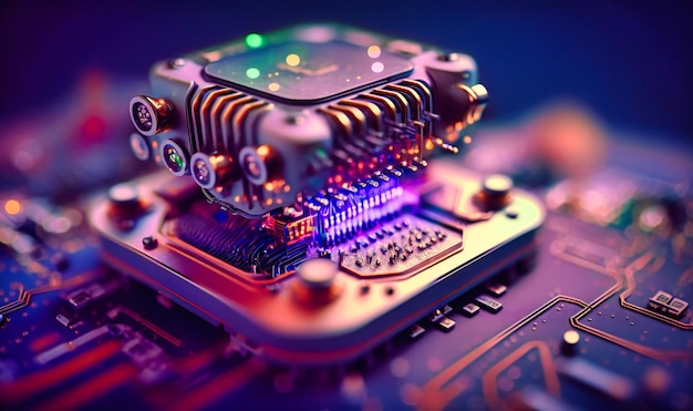 A microscopic view of tiny mechanical and electronic components working together