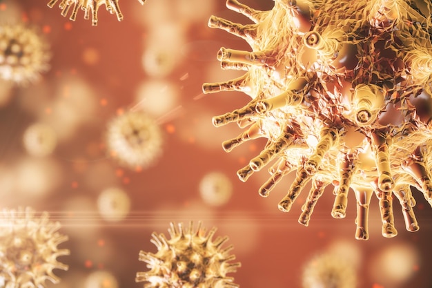 바이러스 세포의 현미경 보기 2019nCov
