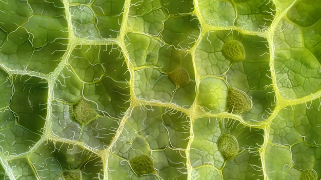 Photo a microscopic view of a wilted leaf with closed and sunken stomata demonstrating the role of stomata