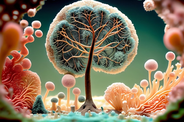 Microscopisch beeld van organische stof
