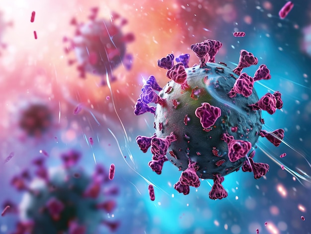 Microscopische kiemen en ziekteverwekkers Realistische coronavirus achtergrond
