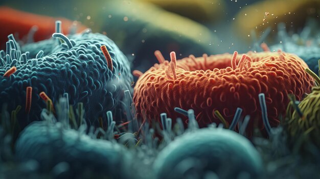 Microscopische viruscellen en bacteriën 3d