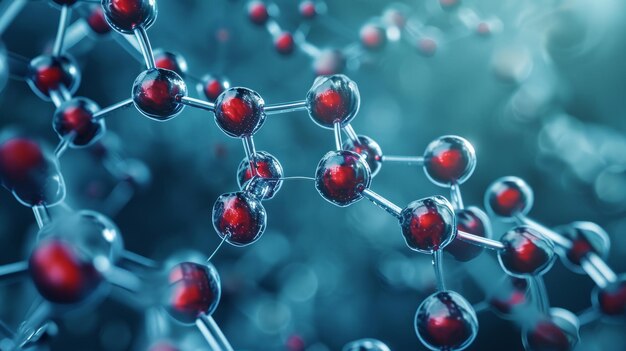 Microscopische weergave van de 3D-structuur en chemische formule van PFHxS-moleculen