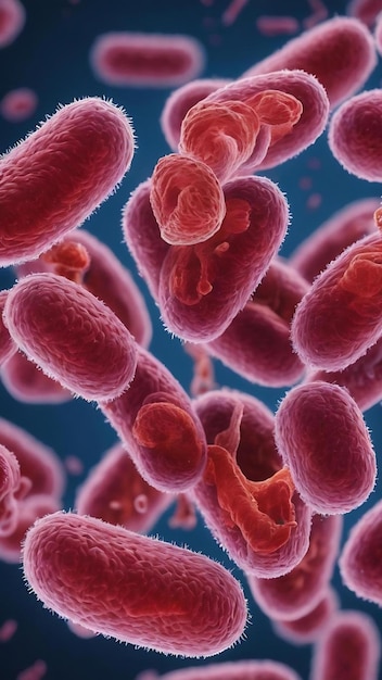 Microscopische weergave van een gramvlek met staafvormige escherichia coli- of e-coli-bacteriën