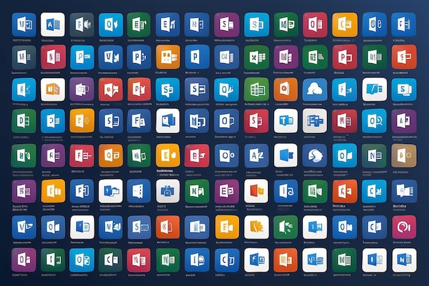 Microsoft 365 copilot apps icon set Word Excel PowerPoint Outlook Teams OneNote OneDrive