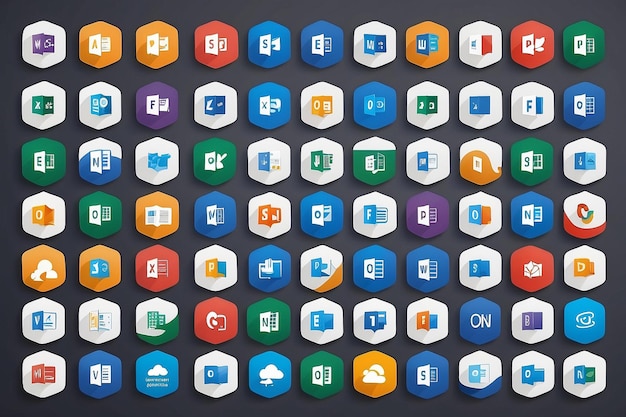 Microsoft 365 copilot apps icon set Word Excel PowerPoint Outlook Teams OneNote OneDrive