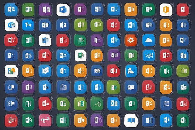 Microsoft 365 copilot apps icon set Word Excel PowerPoint Outlook Teams OneNote OneDrive