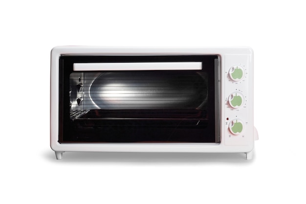 Microwave against white background