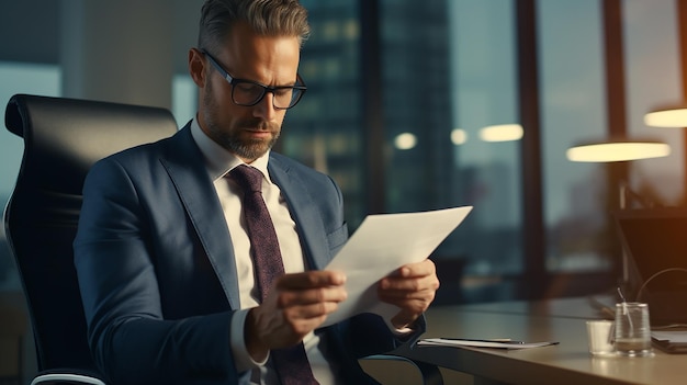 Mid adult businessman sitting in the office