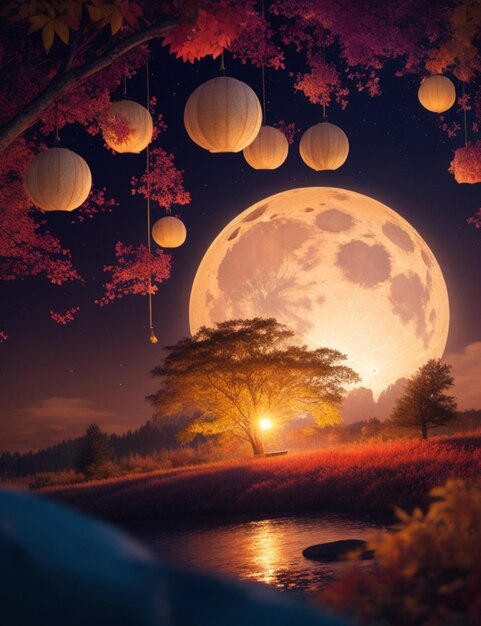 Photo mid autumn festival photo magic vibrant