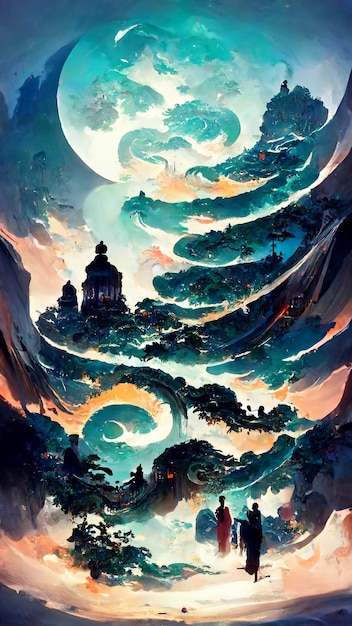 Mid autumn festival style background abstract painting