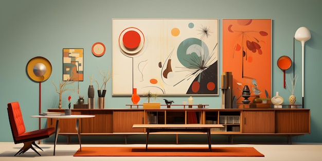 Mid century modern art background