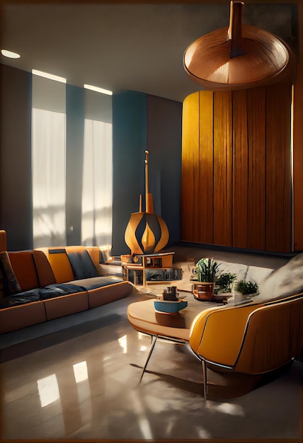 Mid century modern style interior neural network generated picture
