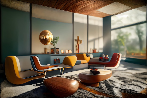 Mid century modern style interior neural network generated picture