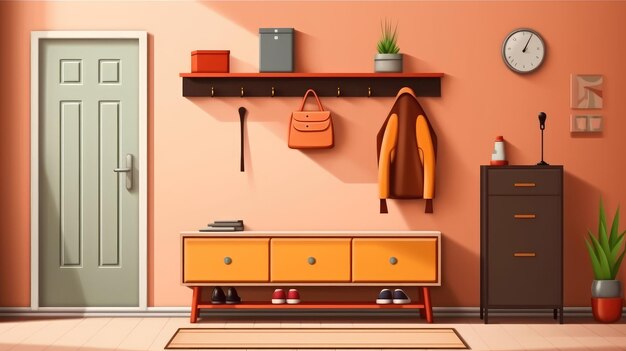 Foto mid-century moderne mudroom retro en stijlvol frame mo b392c4 generative ai