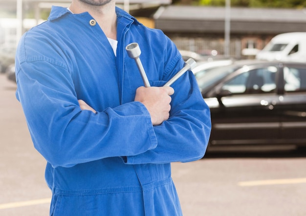 Mid section of mechanic holding tool