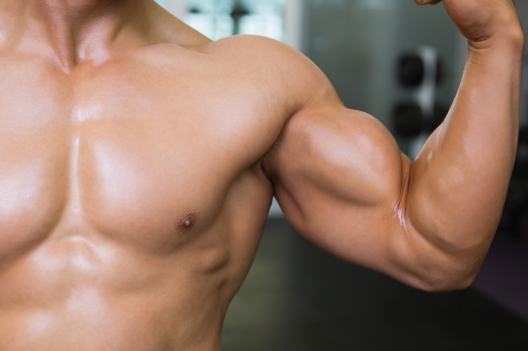 Photo 근육 flexing 근육 남자의 중간 부분