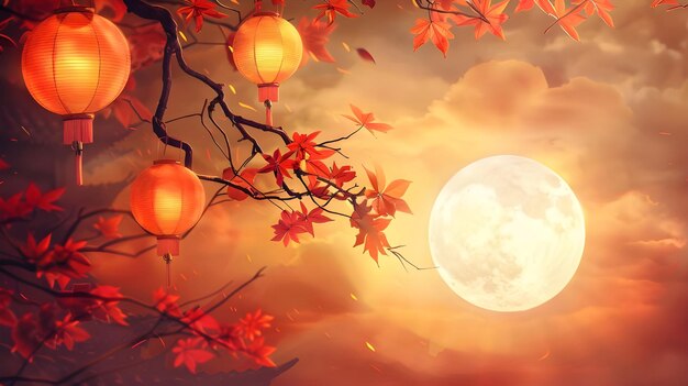 MidAutumn Festival backdrop with ample space Ai generated