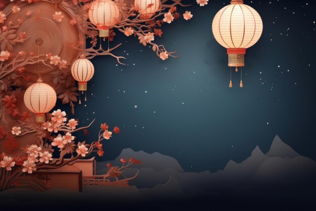 Photo midautumn festival background with copy space