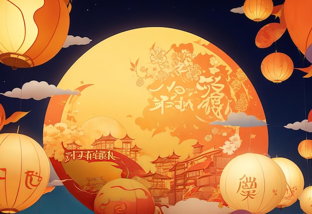 Photo midautumn festival banner style