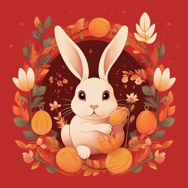 Midautumn festival design with cute rabbit and sweet