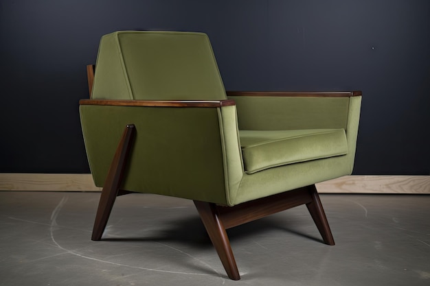 Midcentury armchair with plush upholstery and angular design