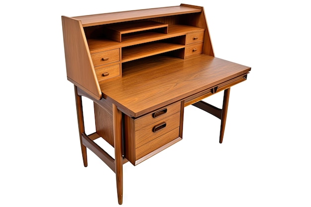 Midcentury desk with builtin hutch and hidden storage