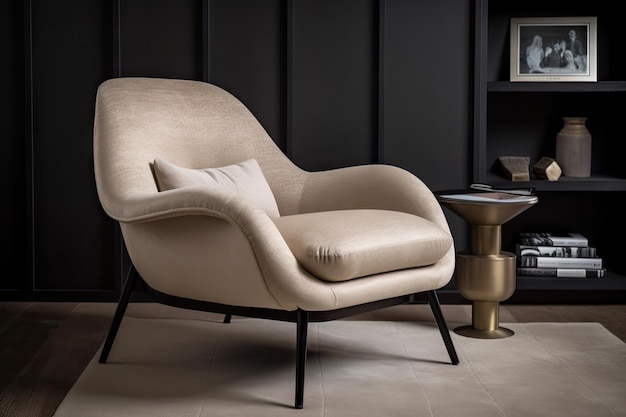 Midcentury modern lounge chair with its sleek lines and comfort is a perfect complement to any interior created with generative ai