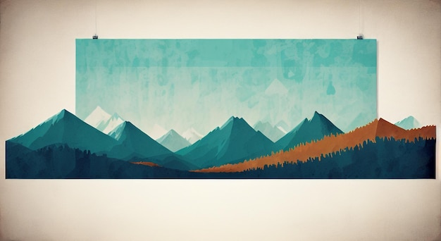 MidCentury Mountain Elegance Abstract Landscape Poster for Contemporary Nature Wall Decor A Tim