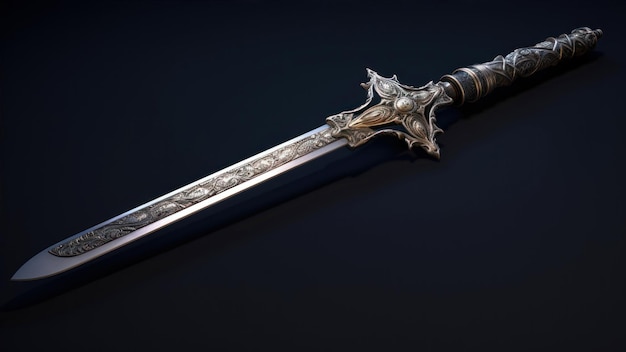 Middeleeuws zwaard op een zwarte achtergrond Middeleeuwse wapens