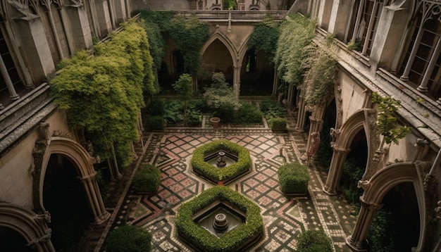 Middeleeuwse kathedraal staat hoog in het stadscentrum, gegenereerd door AI