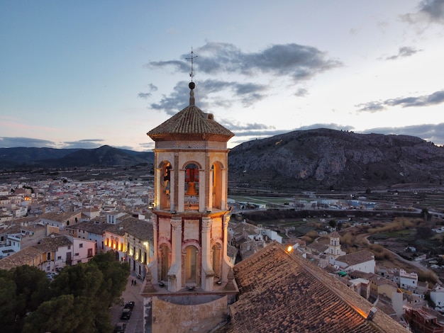 Middeleeuwse stad Cehegin in Murcia Spanje nacht luchtfotografie