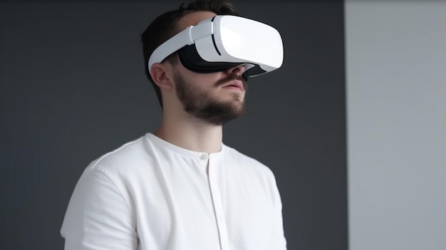 Middelgrote man met een vr-bril