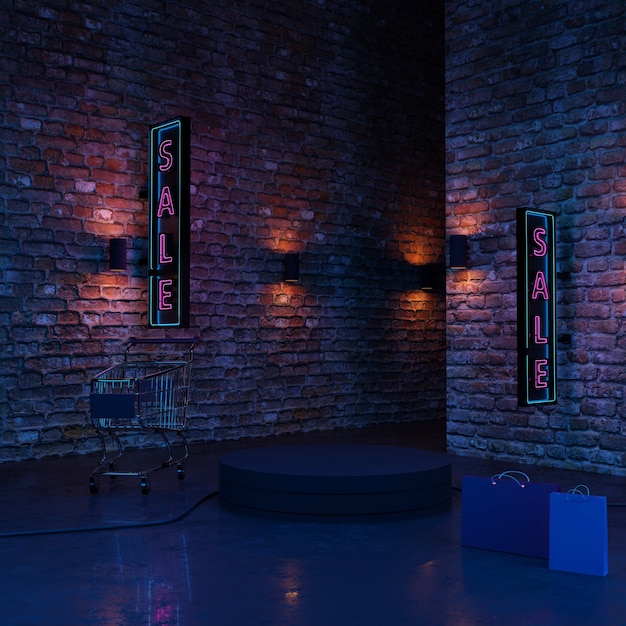 Middernacht verkoop podium product promo display., 3D-rendering