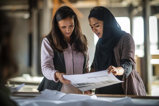 Photo middle age hispanic woman builder smiling confident standing at construction place